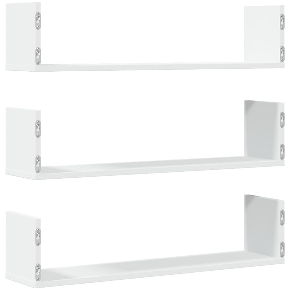 vidaXL 80cm Set of 3 White Floating Wall Shelf Image 5