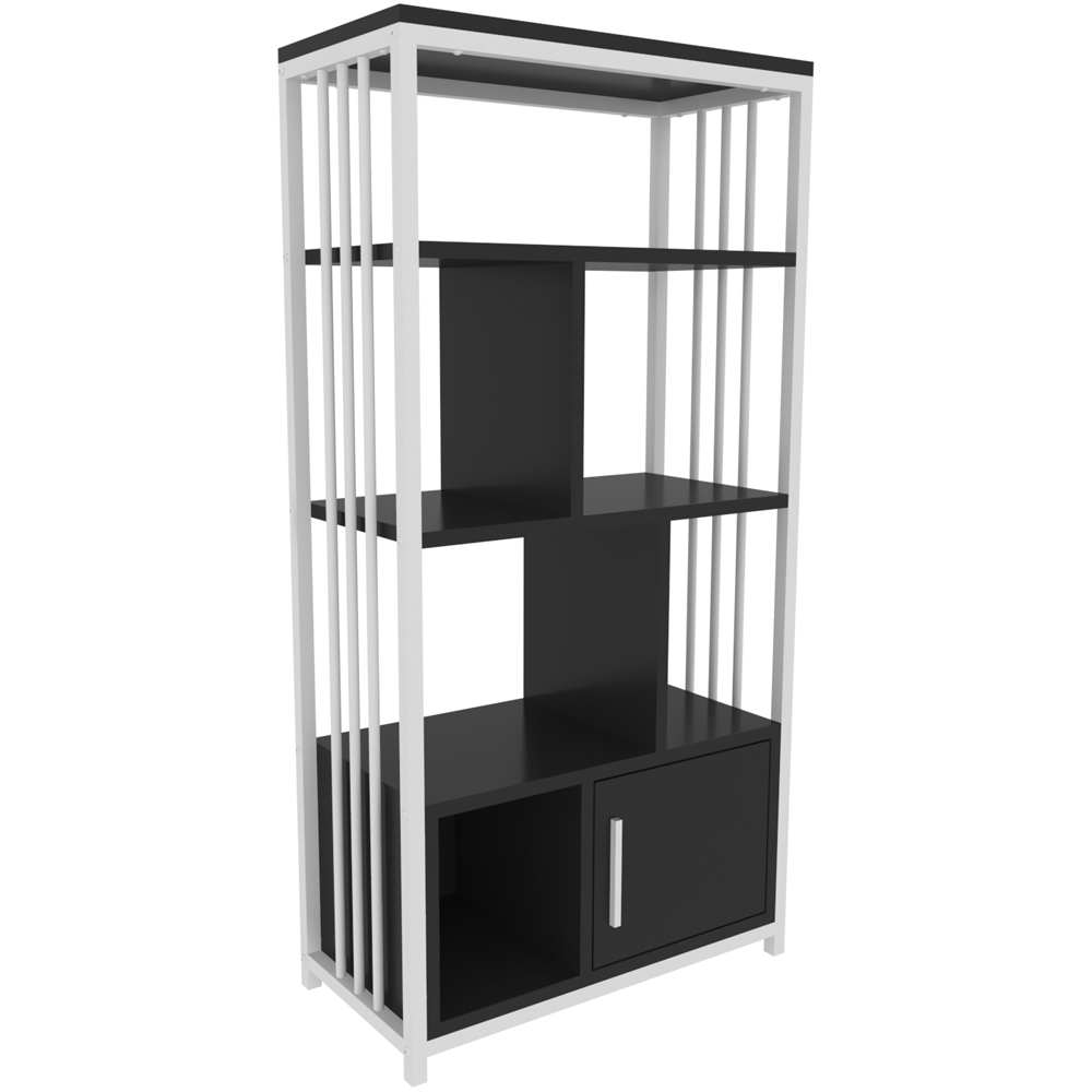 Decorotika Valero Single Door 7 Shelf White and Anthracite Bookcase Image 2
