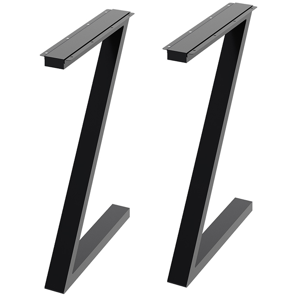 Living and Home Black Anti Slip Modern Z Shaped Iron Table Legs 50cm 2 Pack Image 1