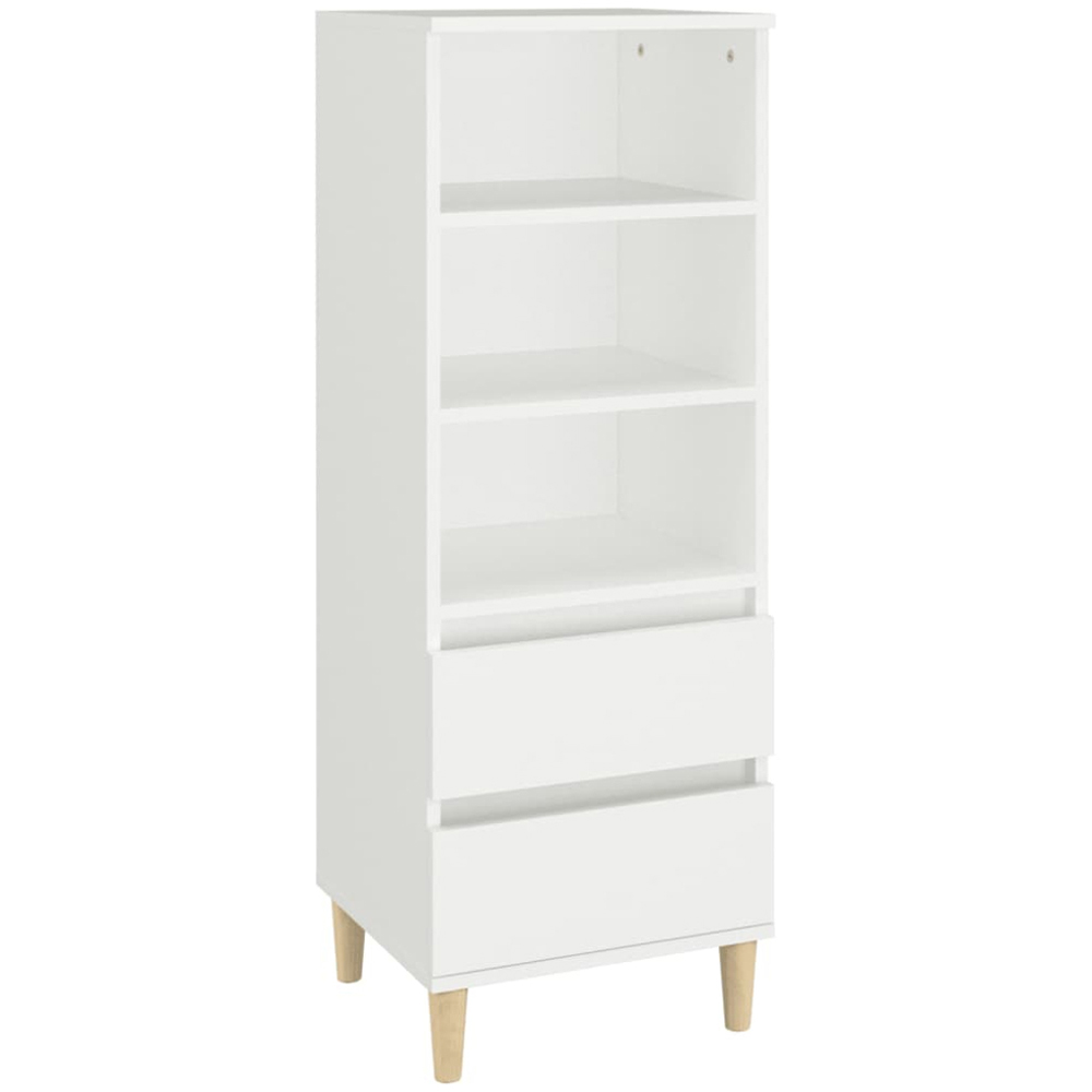 vidaXL 2 Drawer 3 Open Shelf White Highboard with Wooden Legs Image 2