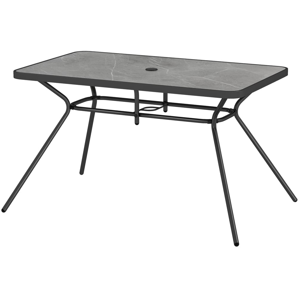 Costway Marble Effect 6 Seater Heavy Duty Metal Garden Dining Table Grey Image 2