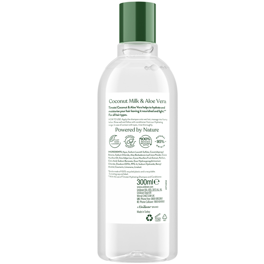 Timotei Hydrating Shampoo with Coconut Milk and Aloe Vera 300ml 3 Pack Image 3