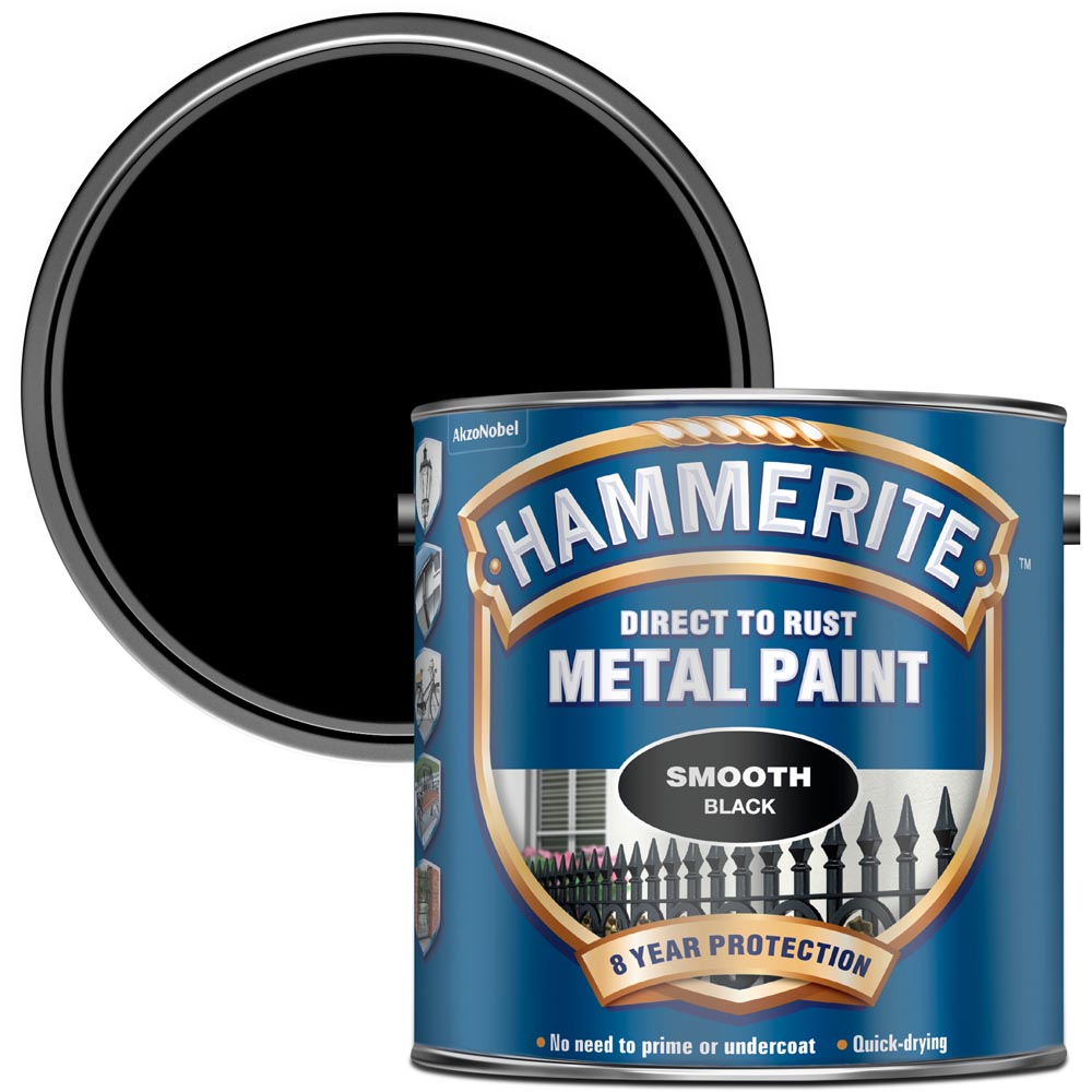 Hammerite Direct to Rust Black Smooth Metal Paint 2.5L Image 1