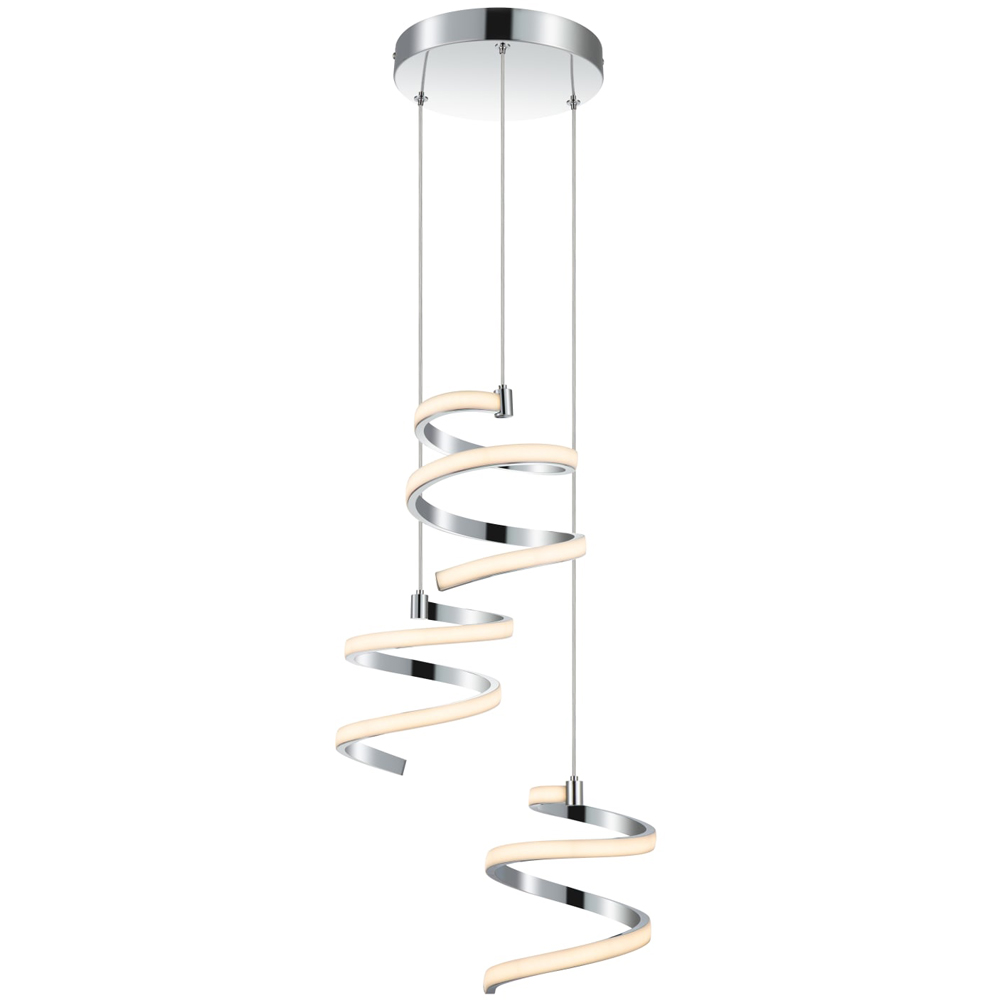 Cosylyte Nyah 3 Light Chrome Spiral Cluster LED Pendant Light Image 3