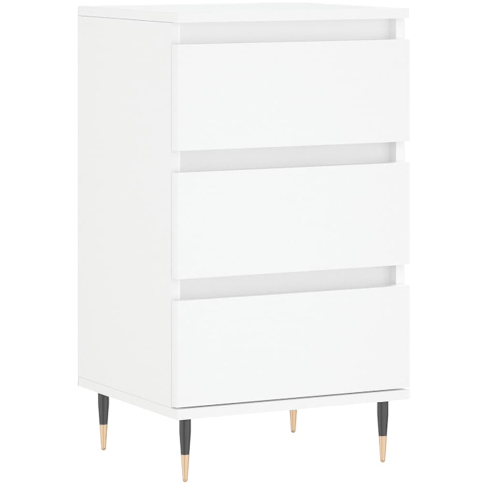 vidaXL 3 Drawer White Sideboard with Metal Legs Image 2