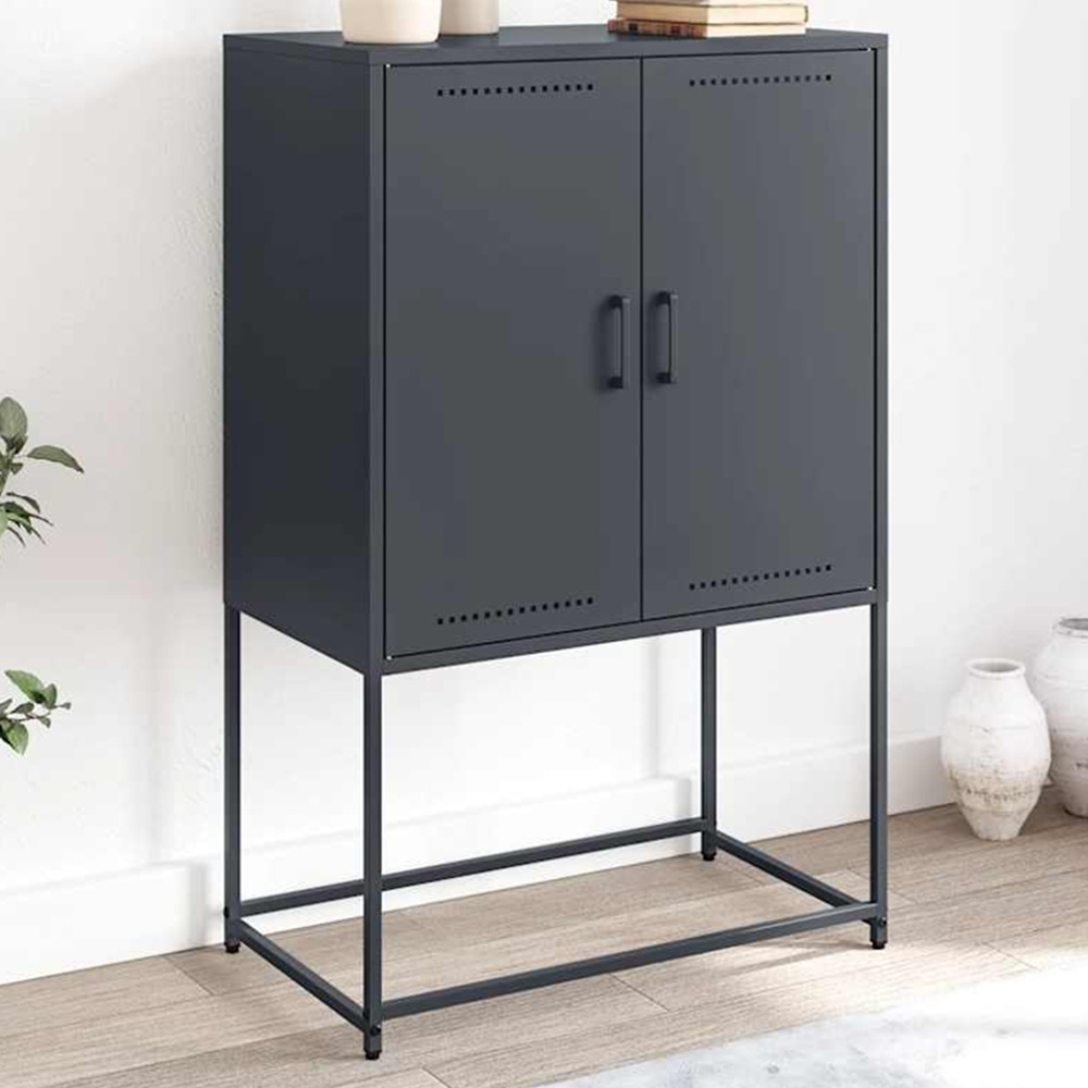 vidaXL 2 Door Anthracite Steel Highboard Image 1