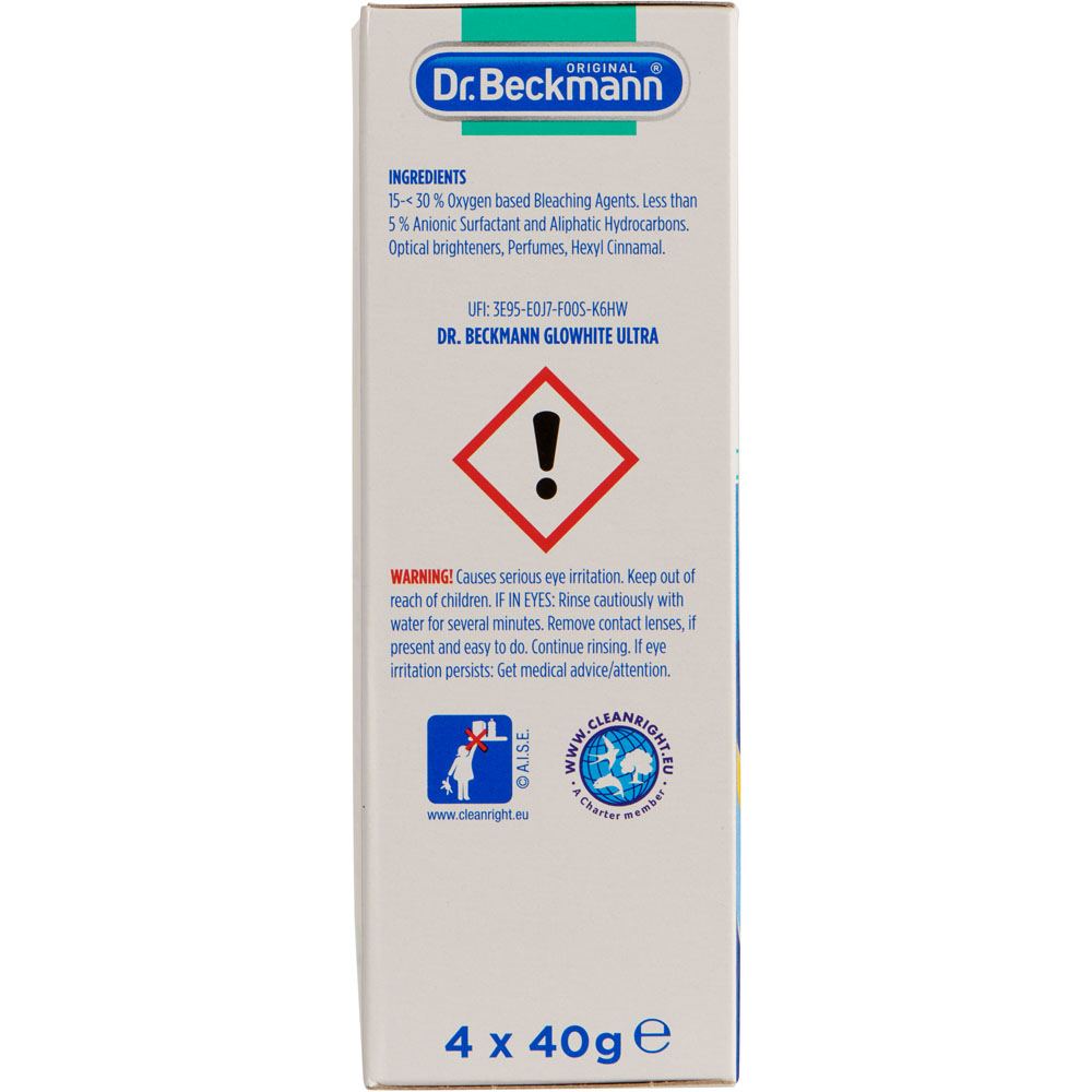 Dr Beckmann Glowhite Fabric Whitener 40g 4 Pack Wilko