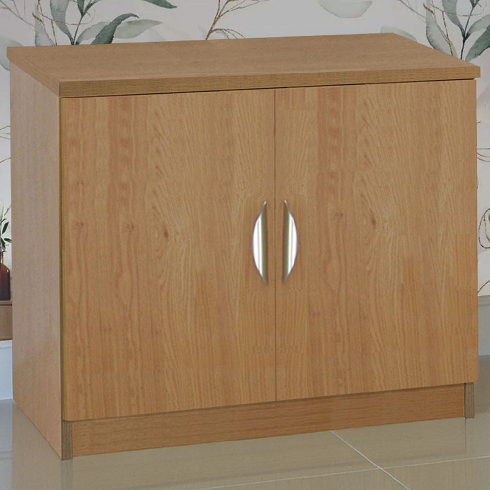 R White Cabinets 2 Door Brown Desk Height Wide Cupboard Image 1