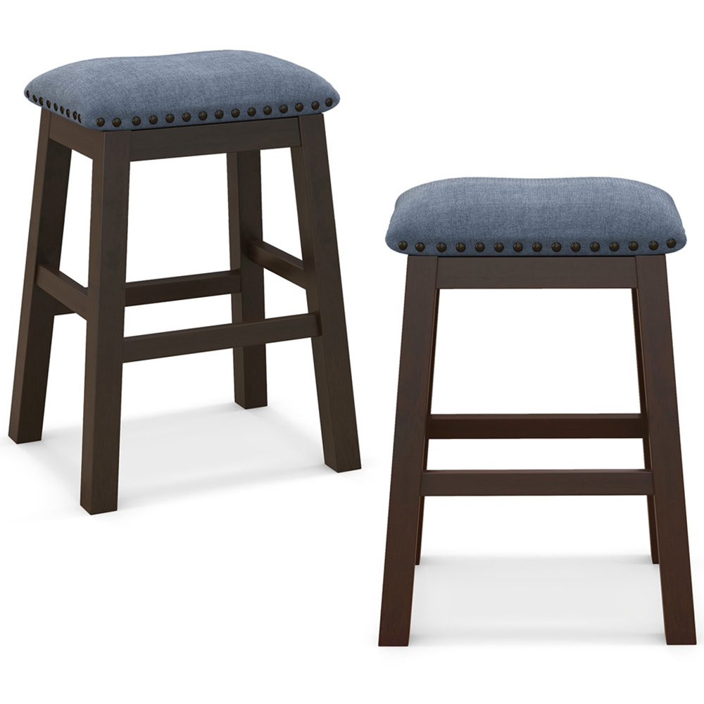 Costway Brown Padded Bar Stool Set of 2 Image 3