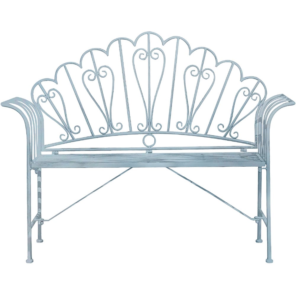 GlamHaus Barcelona Duck Egg Blue Garden Bench Image 2