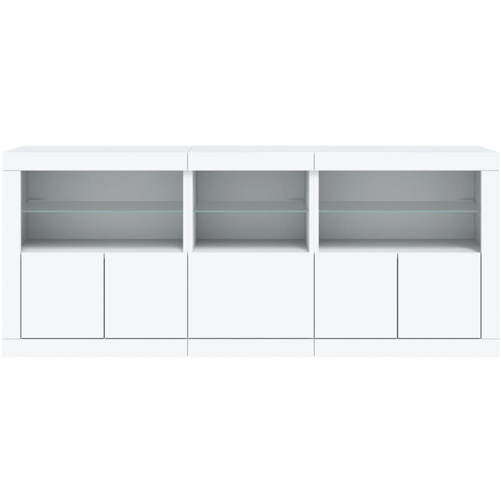 vidaXL 5 Door 6 Shelf White LED Sideboard 3 Piece Image 5