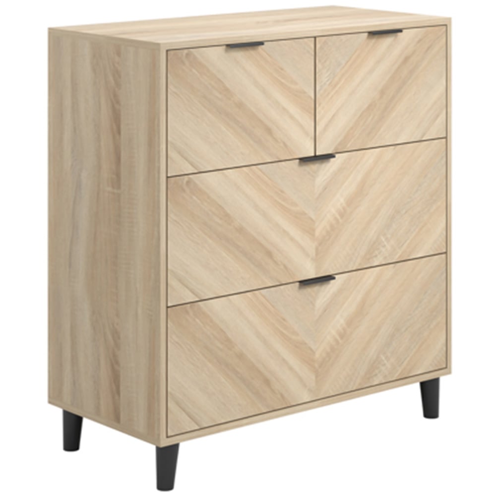 Stockholm Chevron 4 Drawer Sonoma Oak Chest of Drawers Image 3