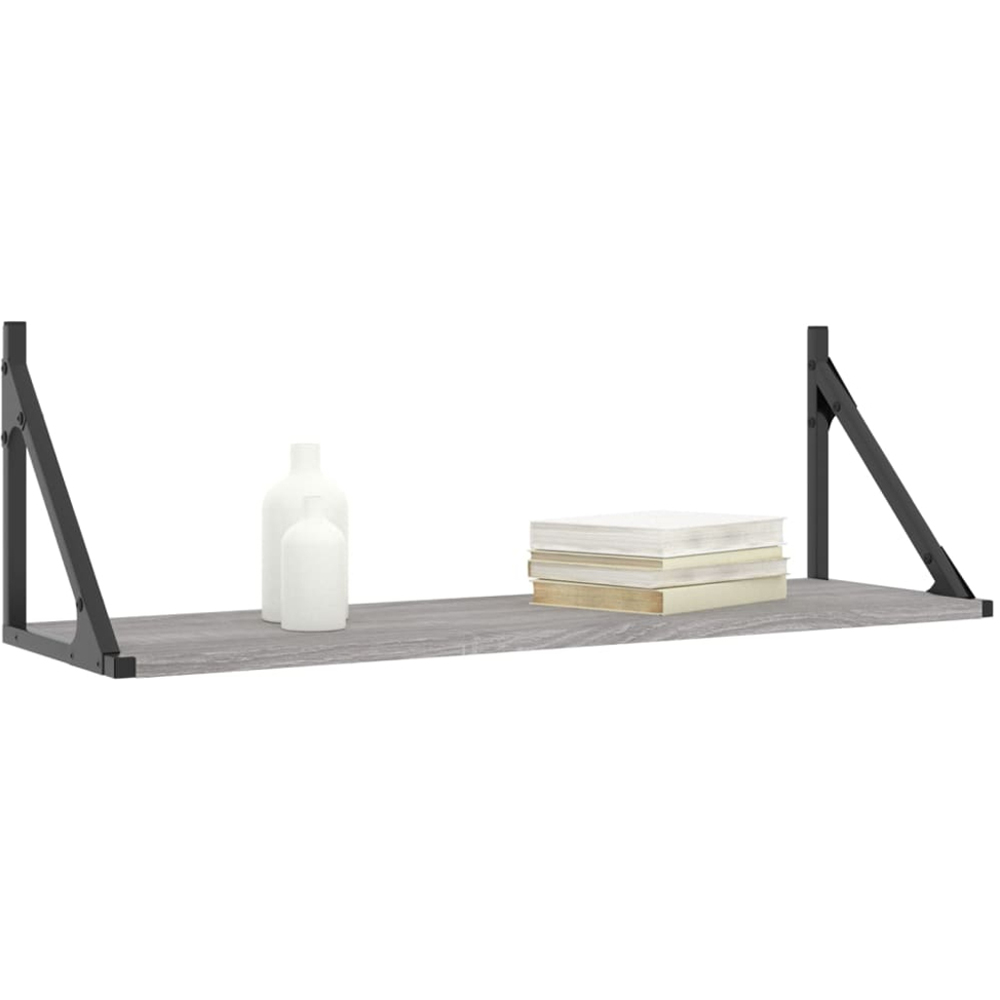 vidaXL 80 x 25 x 25.5cm Grey Sonoma Oak Floating Wall Shelf 2 Pack Image 3
