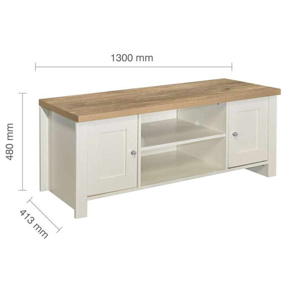 Highgate 2 Door 2 Shelf Cream and Oak Large TV Unit Image 8