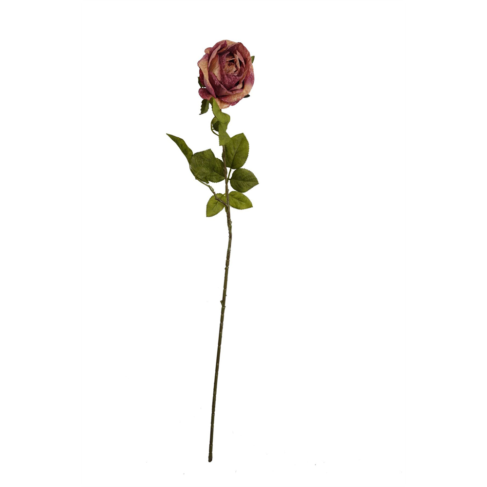 Leaf Dark Pink Rose Artificial Stem 70cm 6 Pack Image 3