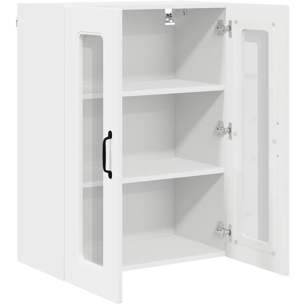 vidaXL 2 Glass Door White Kitchen Wall Cabinet Image 5