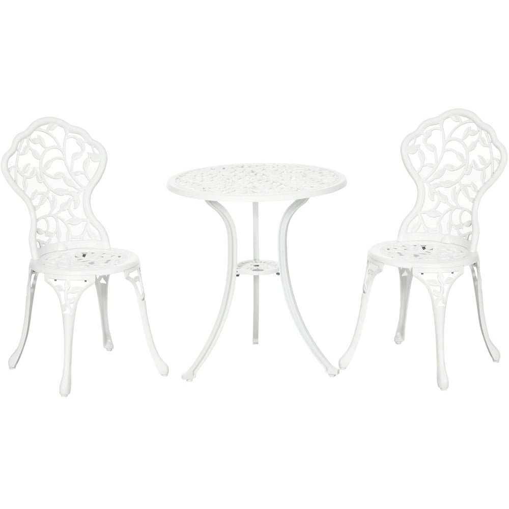 Outsunny 3pc Bistro Set White Image 2