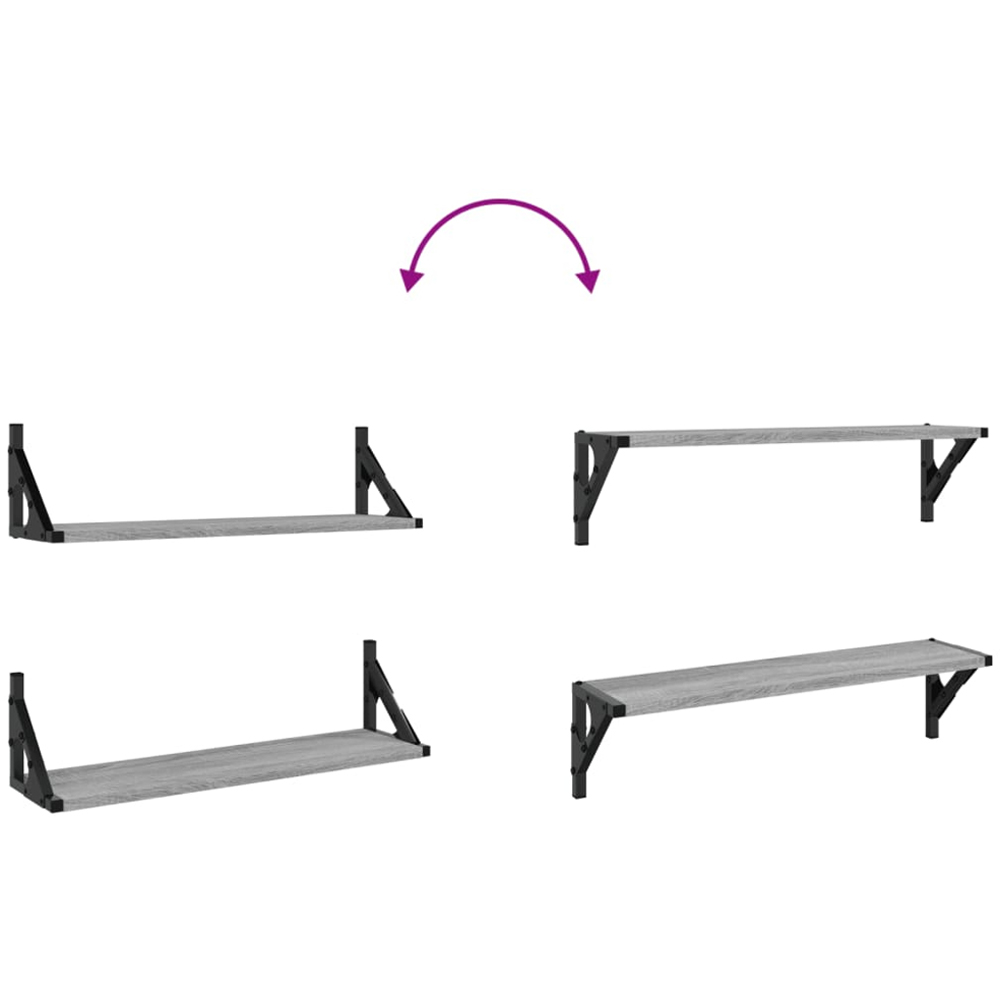 vidaXL 60cm Set of 2 Grey Sonoma Floating Wall Shelf Image 7