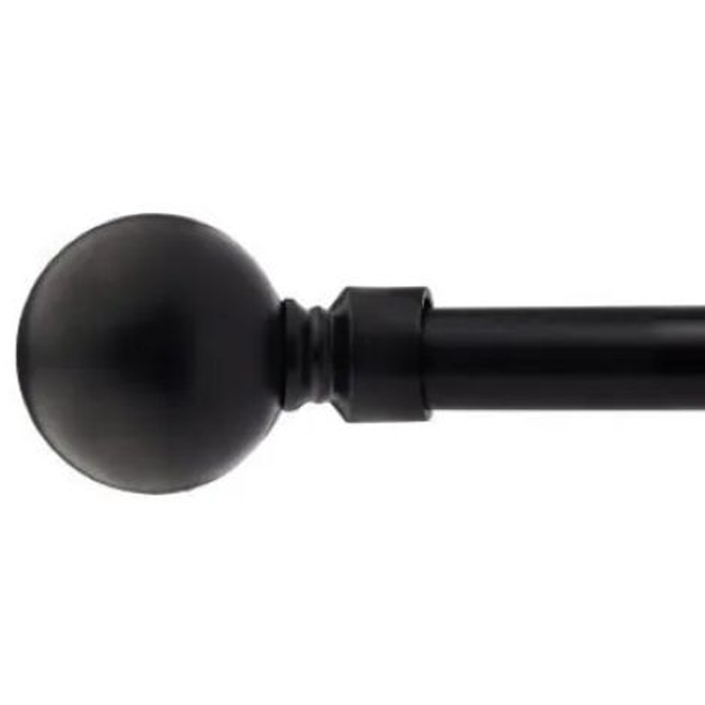 New Edge Blinds Sphere 160-300cm Extendable Black Eyelet Metal Curtain Pole Set Image 1