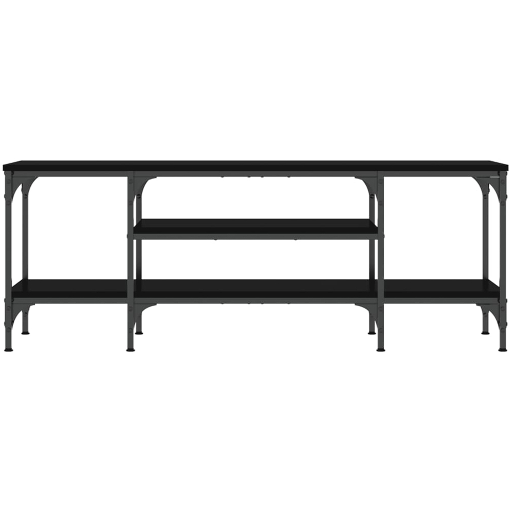 vidaXL 2 Shelf Black Industrial Style Wood and Iron TV Cabinet Image 4