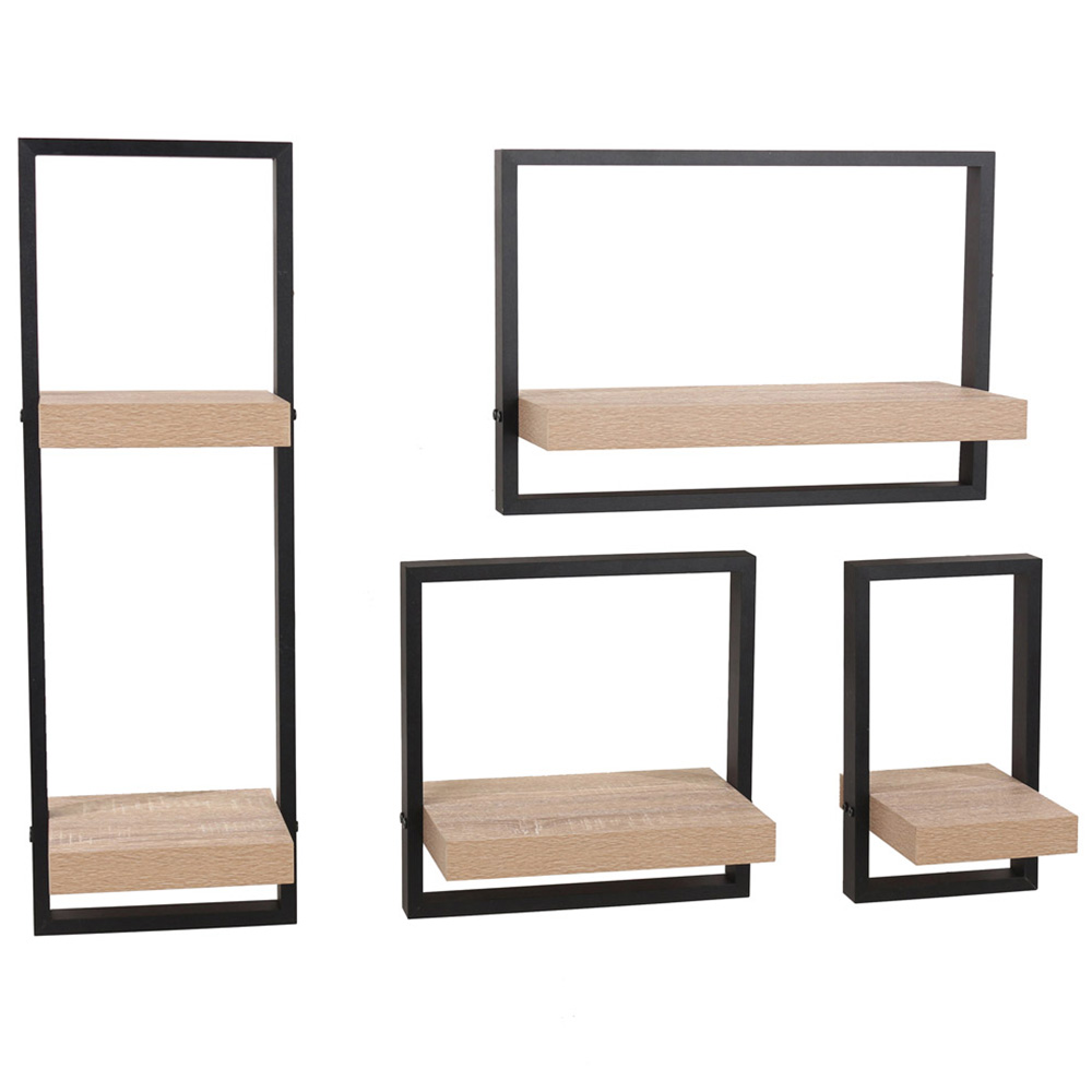 Core Products Nova 65cm Oak and Black Framed Floating Shelf Kit Image 2