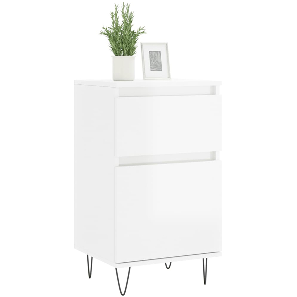 vidaXL Single Door Single Drawer High Gloss White Sideboard 2 Piece Image 3