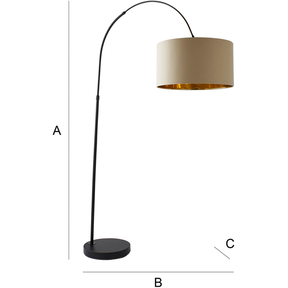 ValueLights Louis Beige and Gold Shade Black Curved LED Floor Lamp Image 7