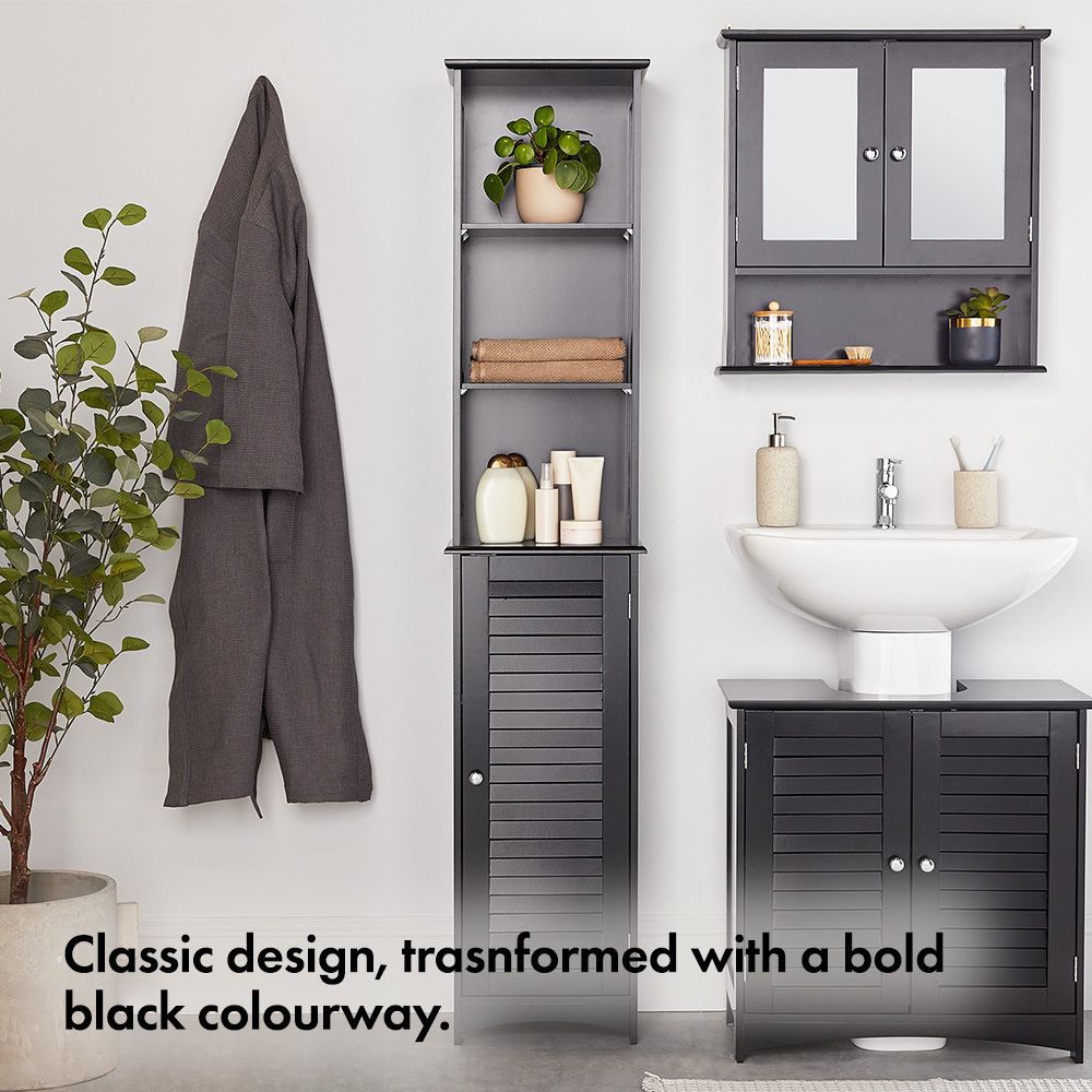 VonHaus Single Door Black Cabinet Image 4