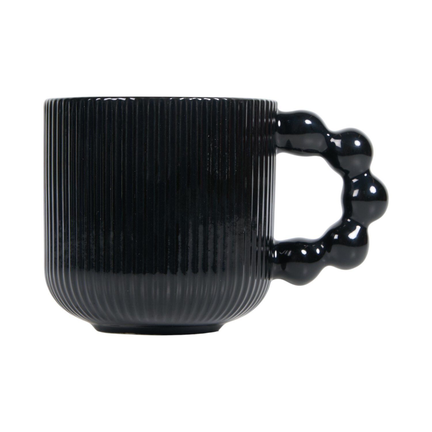 Ribbed Bobble Handle Mug Black or White Image 3