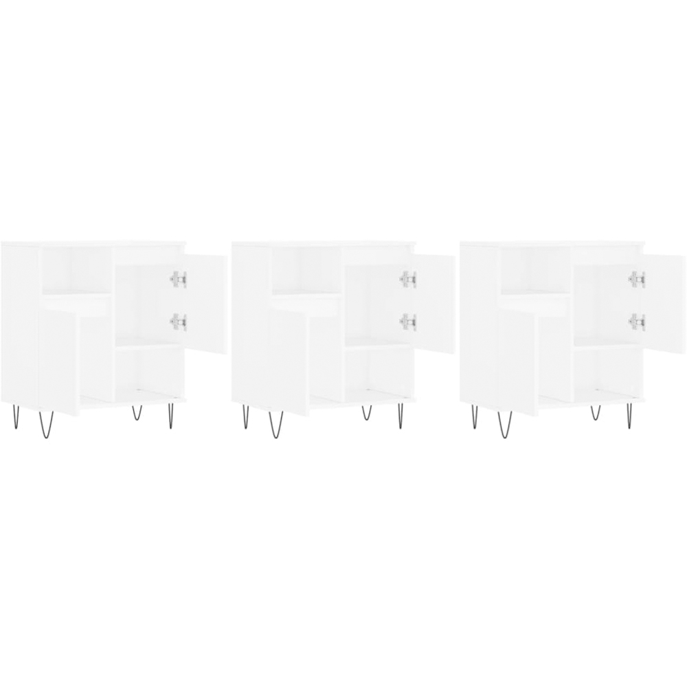vidaXL 2 Door 2 Shelf White Sideboard Set of 3 Image 4