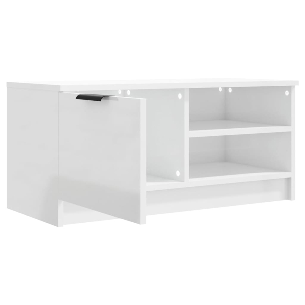 vidaXL Single Door 2 Shelf High Gloss White TV Cabinet Set of 2 Image 5