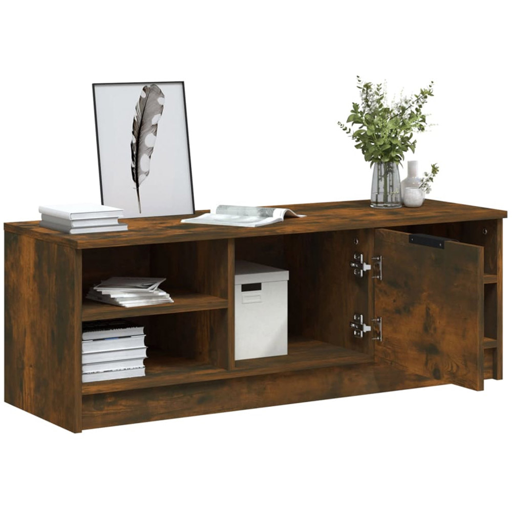 vidaXL Single Door 4 Open Shelf Smoked Oak TV Cabinet Image 5