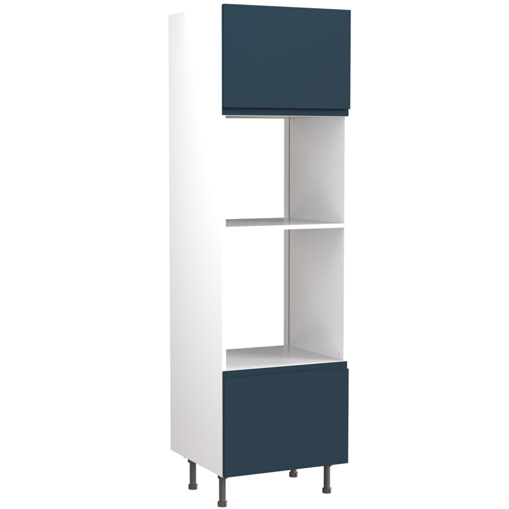 Kitchen Kit J-Pull Matt Indigo Blue Oven and Microwave Housing Flatpack 600mm Image 1