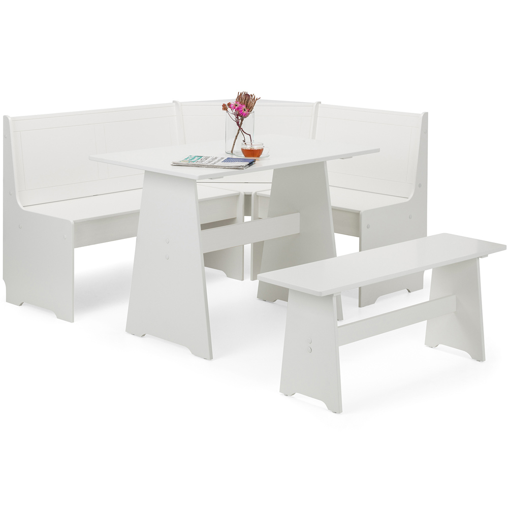 Julian Bowen Newport 5 Seater Corner Dining Set with Storage Bench Surf White Image 2