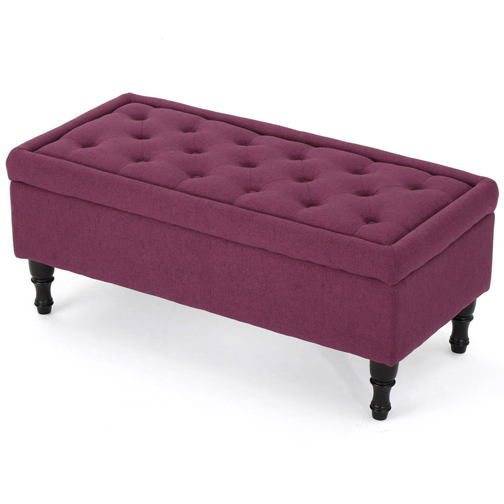 FWStyle Dark Fuchsia Upholstered Lift Up Ottoman Storage Bench Image 2