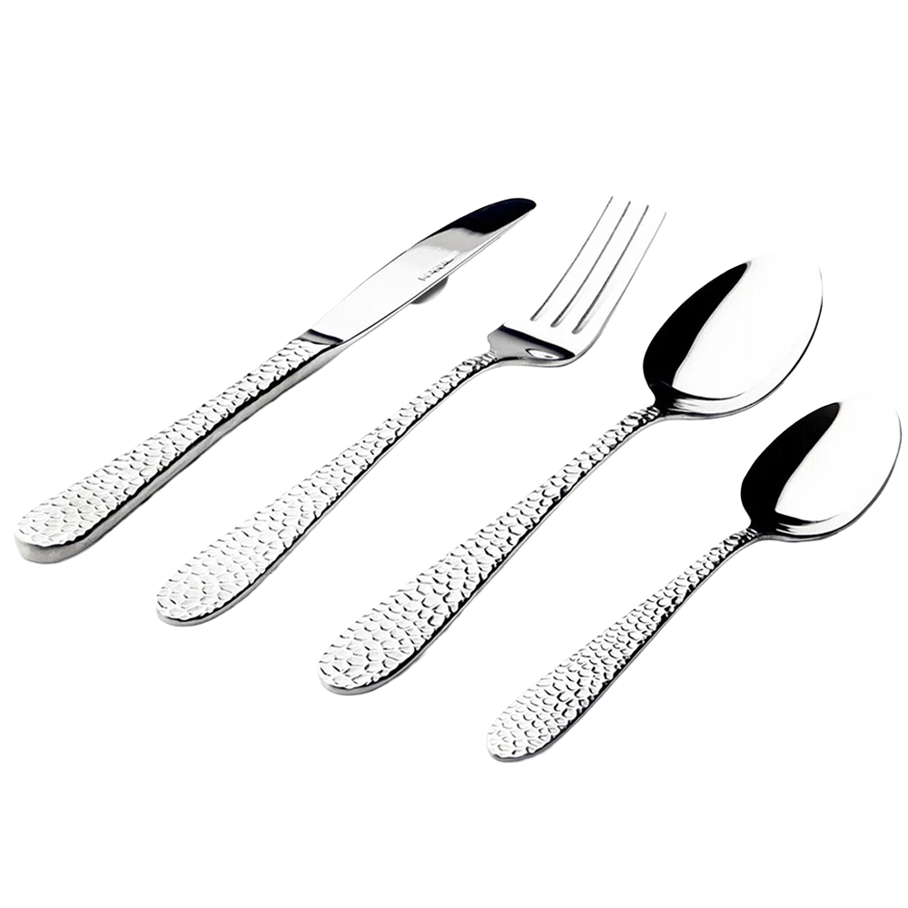 16 Piece Hammered Cutlery Set Silver Image 1