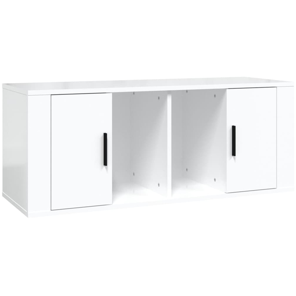 vidaXL 2 Door 2 Shelf White TV Cabinet Image 2
