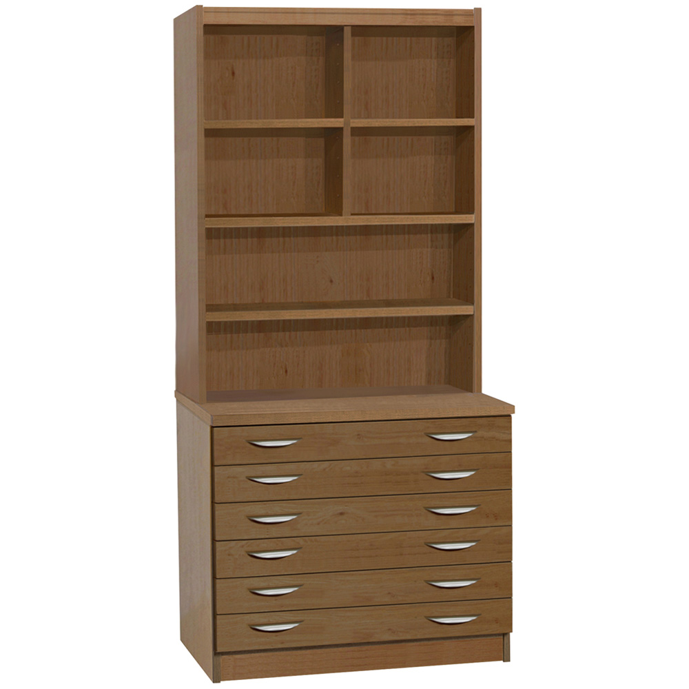 R White Cabinets 6 Drawer 6 Shelf Brown A2 Plan Chest of Drawers with Hutch Image 2