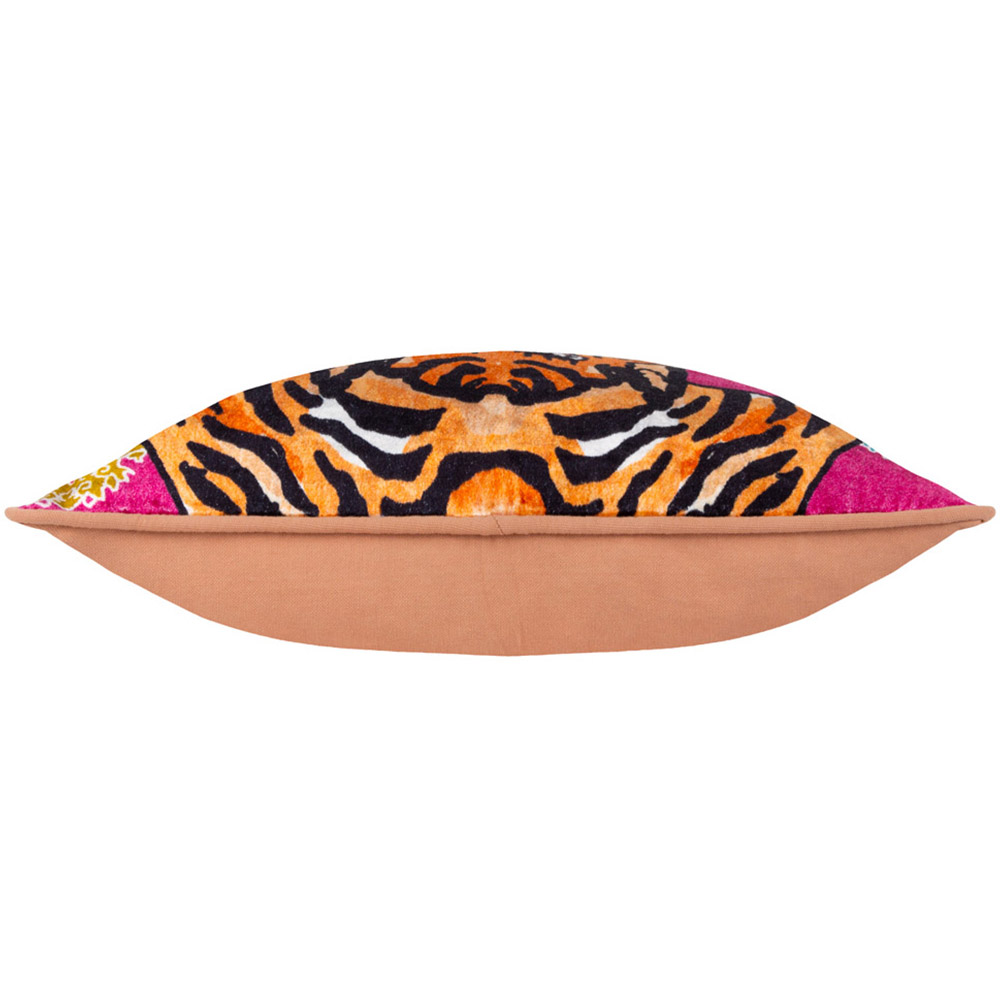 furn. Pink Year Of The Tiger Velvet Cushion Image 4