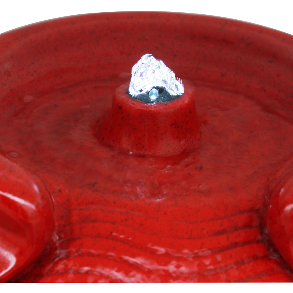 Teamson Home Red Glazed Pot Floor LED Light Outdoor Fountain Image 3