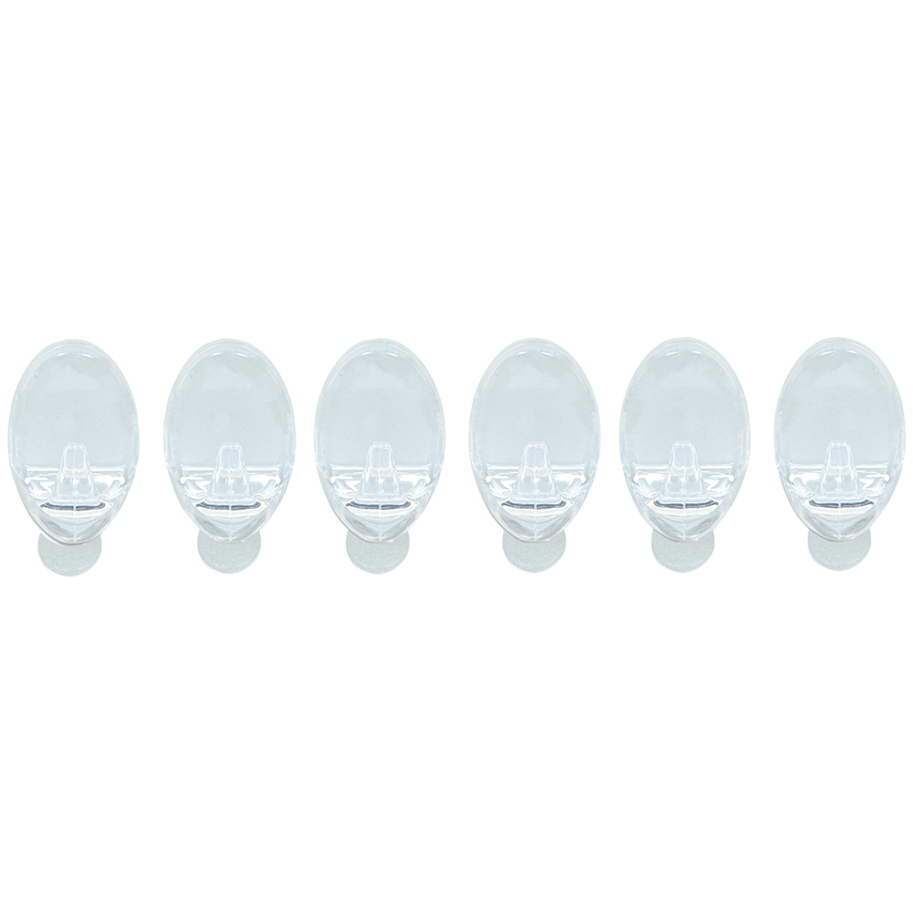 St Helens Small Oval Shape Reusable Plastic Self Adhesive Hook 6 Pack Image 1