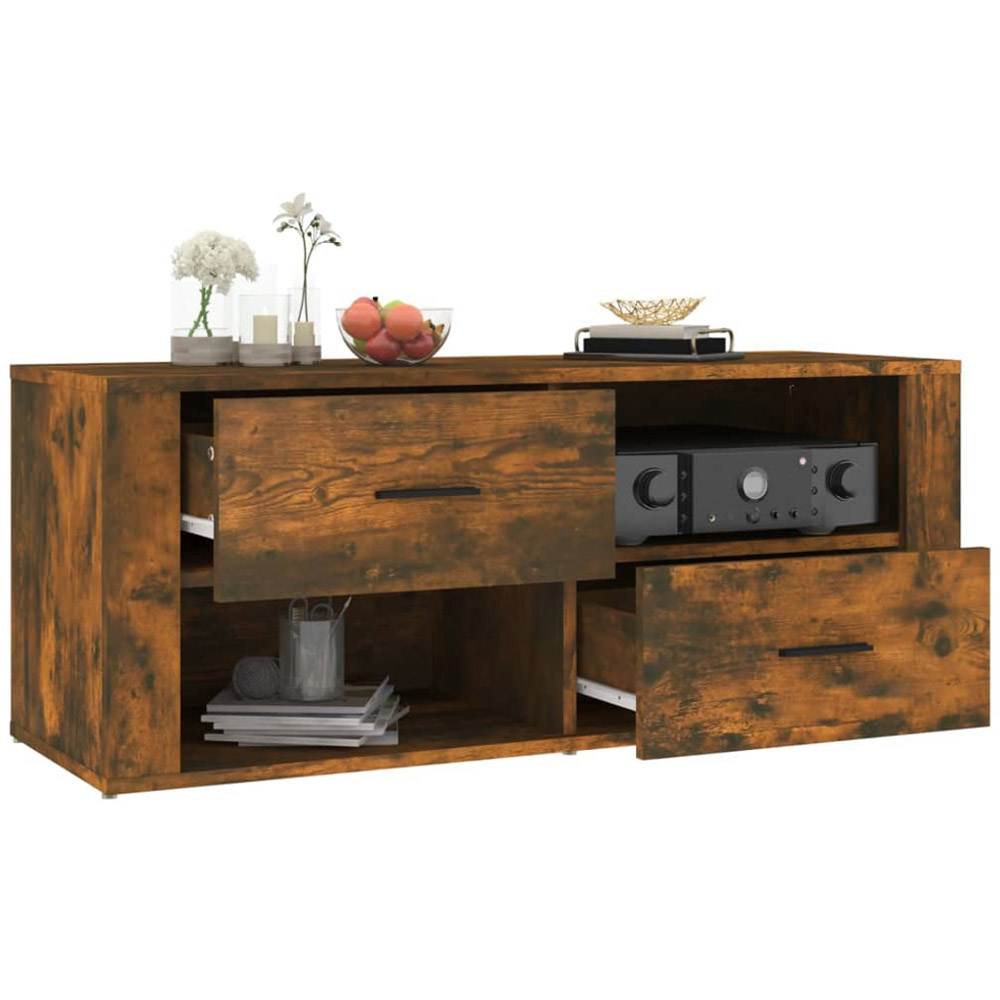 vidaXL 2 Drawer 2 Open Shelf Smoked Oak TV Cabinet Image 5