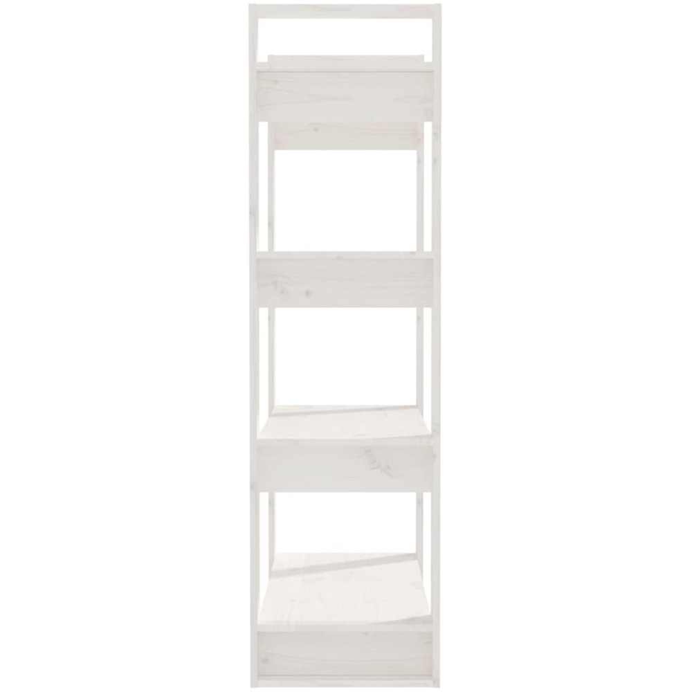 vidaXL 4 Shelf White Solid Pine Wood Bookcase Image 3