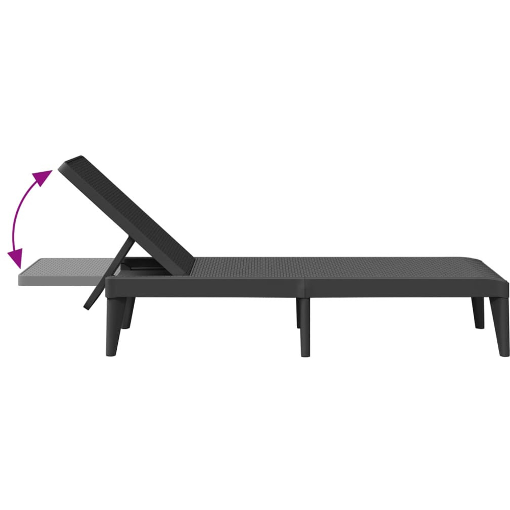 Walplus Anthracite Rattan 4 Position Adjustable Sun Lounger Image 8