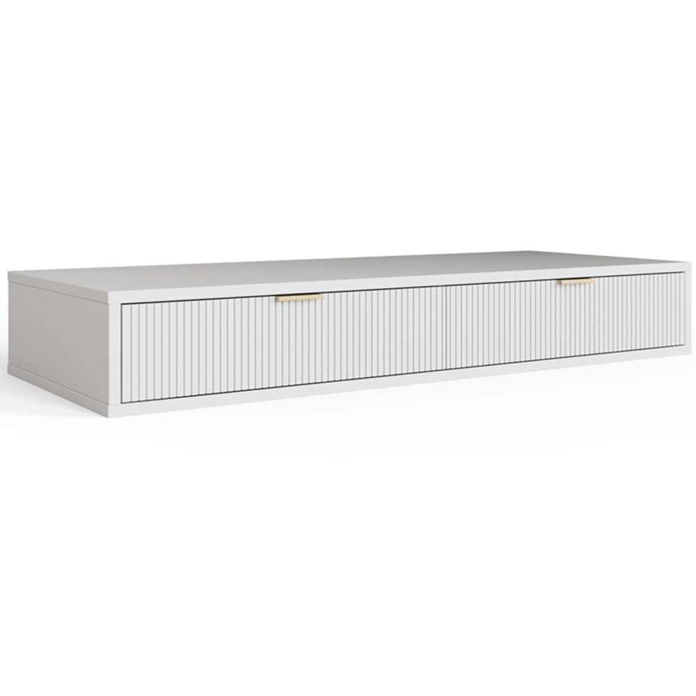 GFW Sienna 2 Drawer White Ribbed Wall Mounted Dressing Table Image 2