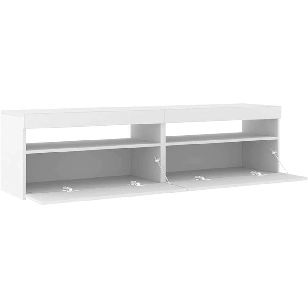 vidaXL Single Door Single Shelf White TV Cabinet with LED Lights Set of 2 Image 8
