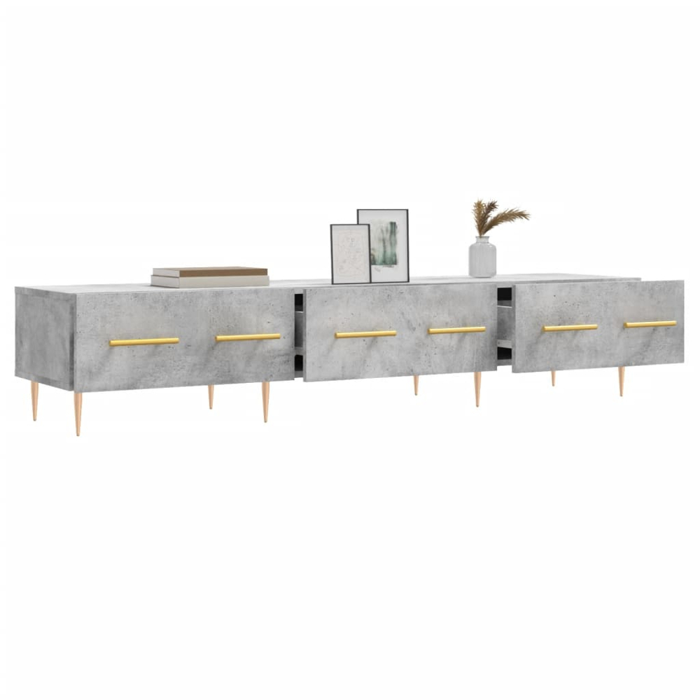 vidaXL 3 Drawer Concrete Grey TV Cabinet Image 4
