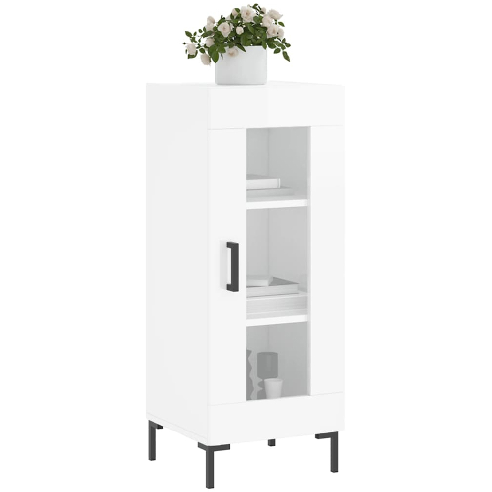 vidaXL Single Door High Gloss White Sideboard Image 3