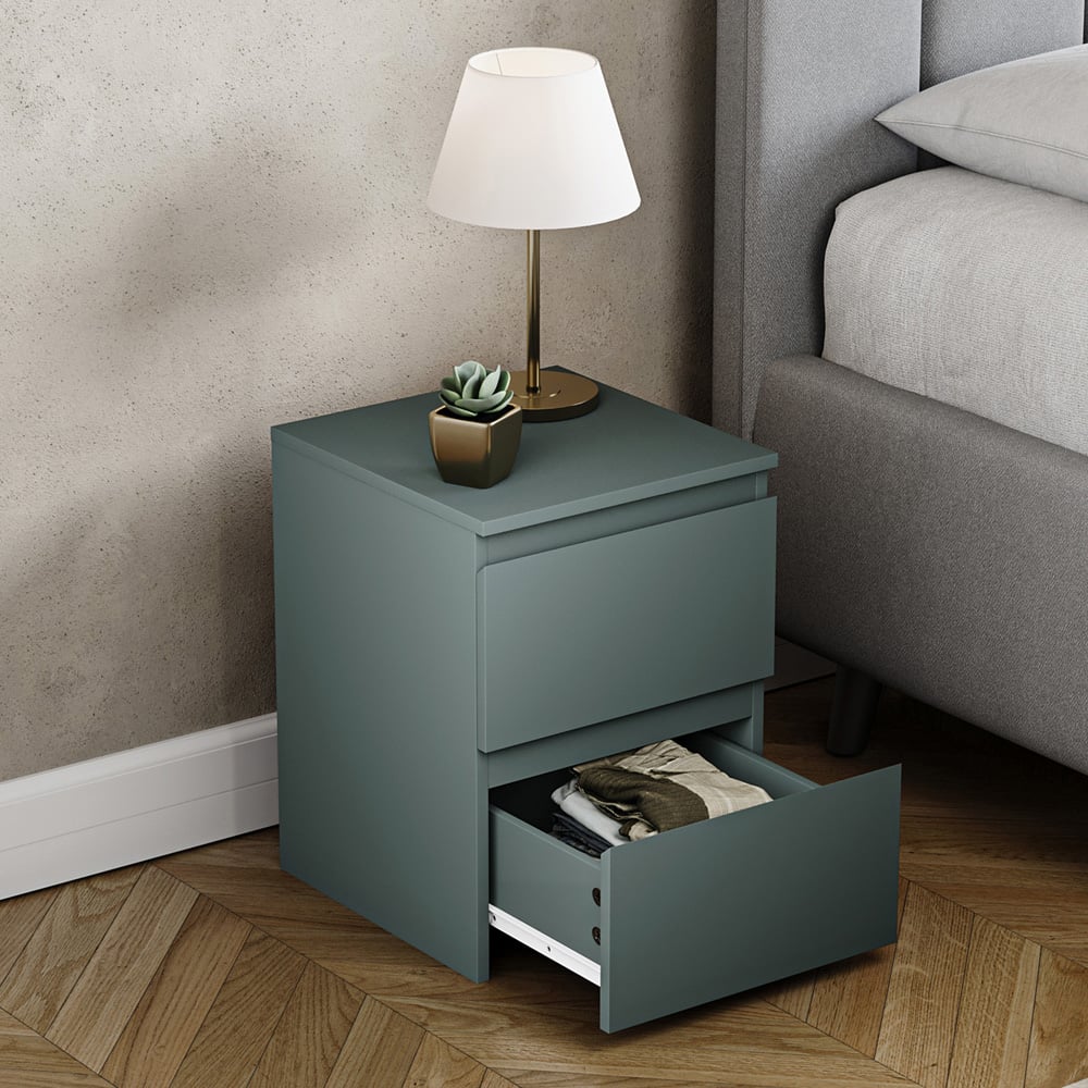 VIDA DESIGNS Denver Jasper Green 2 Drawer Bedside Table Image 4