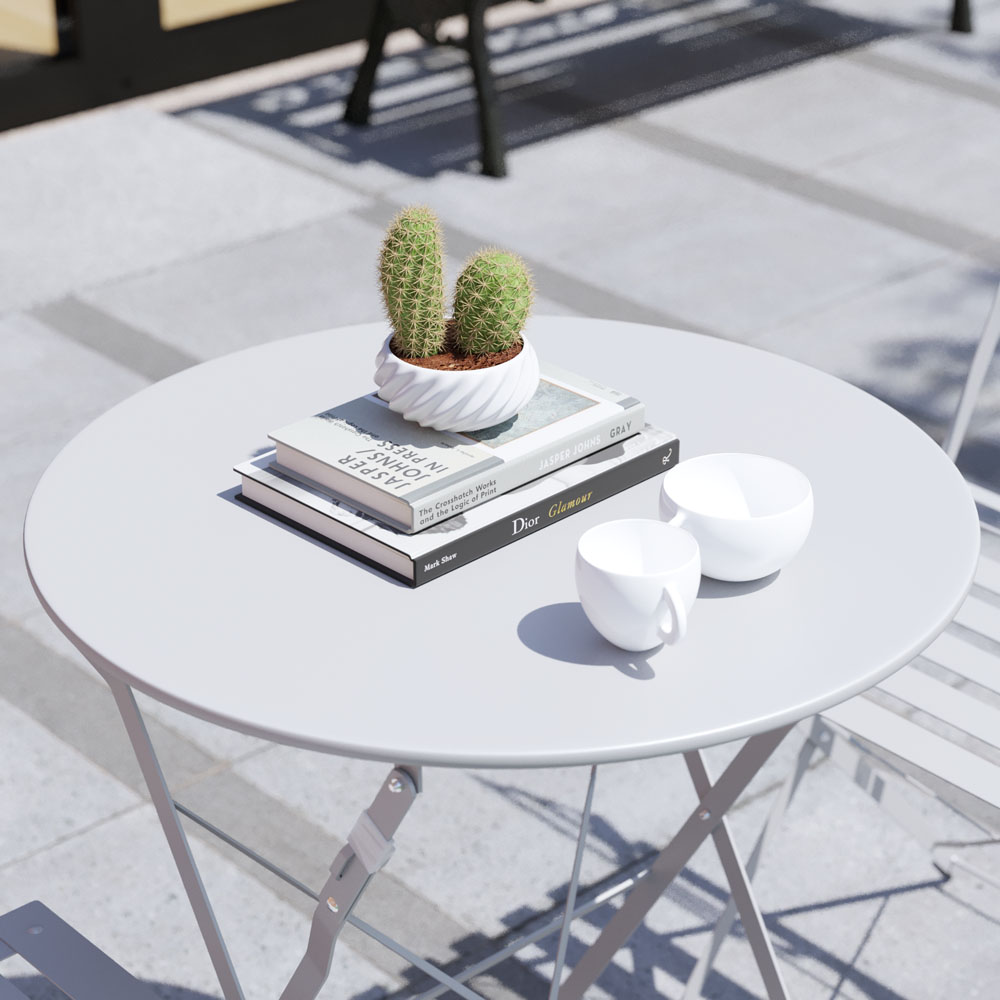 Garden Vida Porto Light Grey 2 Seater Metal Bistro Set Image 6